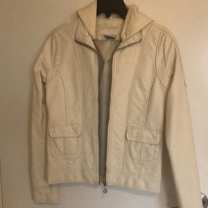 Faux off white leather jacket